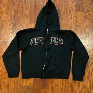 Vintage Rebel 8 Zip Up Black Hoodie